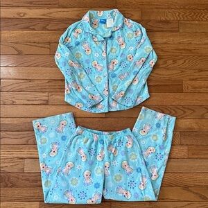 DISNEY Frozen Elsa Girls Pajamas set size 7 size 8 youth pjs warm cozy pjs